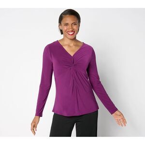 Women Control Women's Top Sz 2XS (XXS) Como Jersey Knot Front Purple A662790
